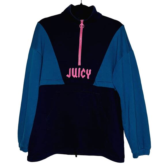 Juicy Couture Tops - Juicy Couture Pullover Sweatshirt Long Sleeve 1/4 Zip, Womens Small Navy Blue